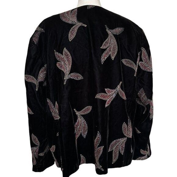Vintage Black Velour Glitter Jacket Size 18W Maggie McNaughton Evening Party - Picture 5 of 6